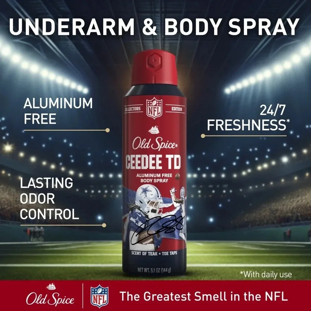 Old Spice NFL Ceedee TD Collectors Ed Aluminum Free Body Spray 5.1 oz (2 Pk)